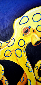 Blue Ring Octopus on Canvass